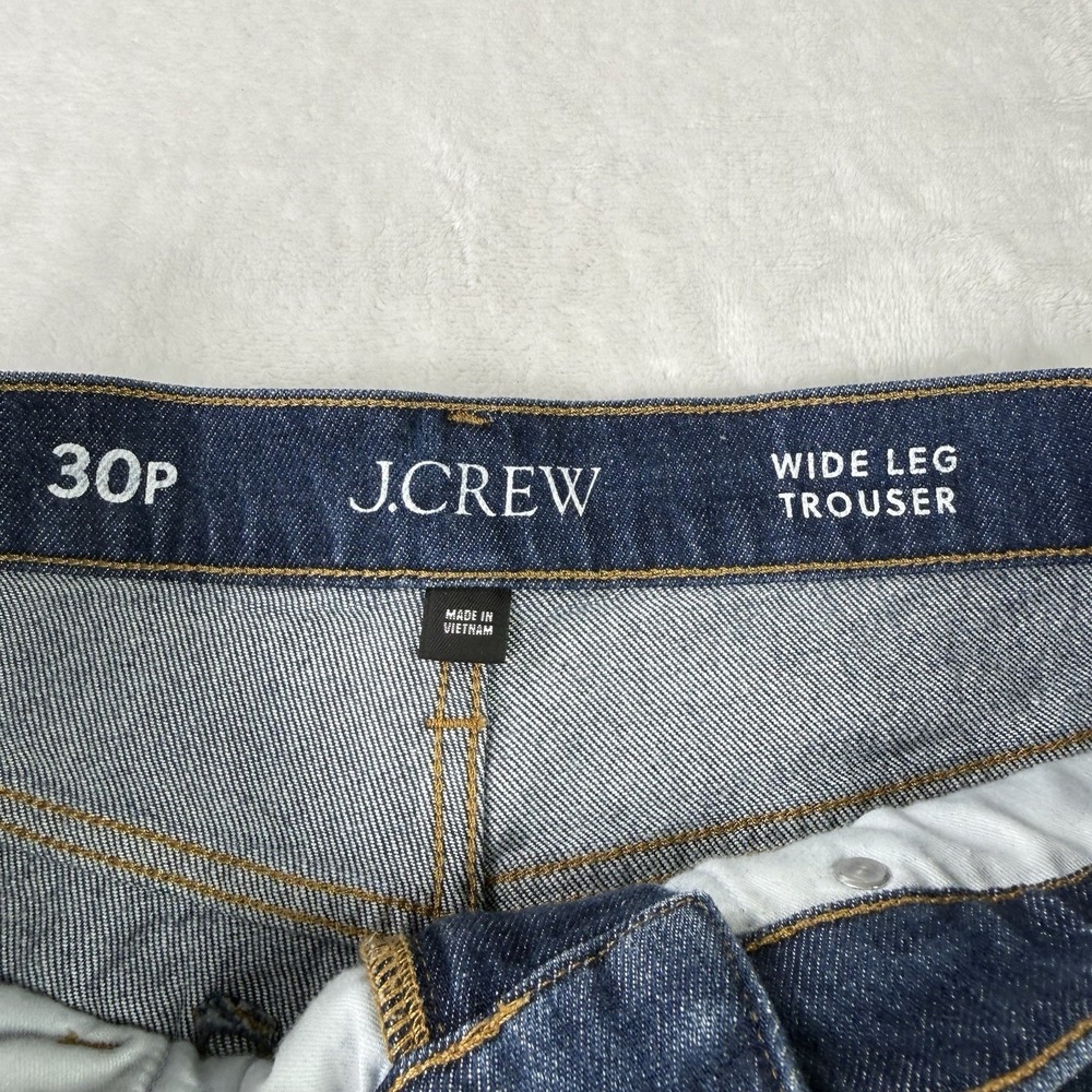 J Crew Jeans Womens 30 Petite Blue Wide Leg Trouser Dark Wash Baggy - Picture 5 of 12